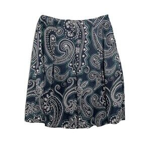 Talbots Paisley Pleated Whimsical Skirt Lined BOHO Peasent Size 12 NWT